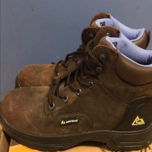 Women Brown Steal Toe Work Boot